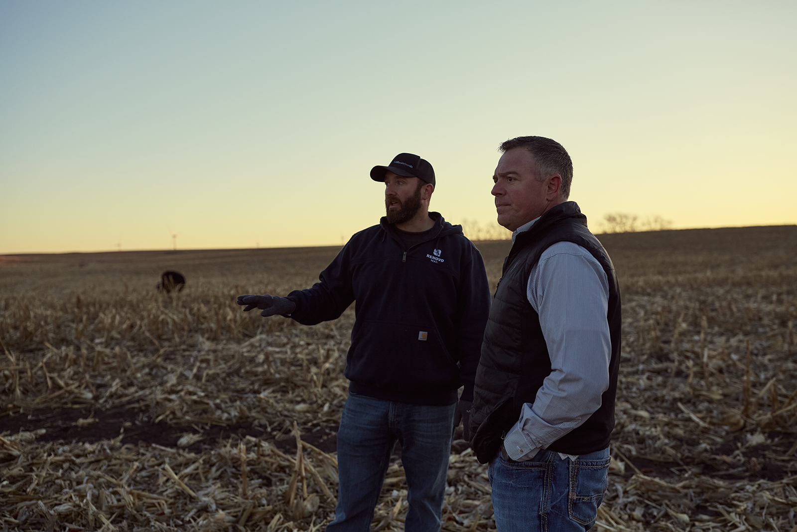 Ryan Eichler meets with a farmer and rancher in Minnesota, where they discuss how The SustainAg Network's programs could help him improve his on-farm grazing potential.
